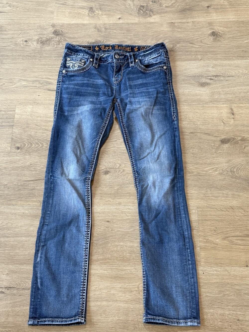 Rock Revival Jeans Womens 28x31 Blue Tali Straight Leg Dark Wash Denim